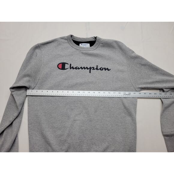 Champion Sweatshirt Men’s Medium Crewneck Spellout Long Sleeve Grey - Picture 7 of 10